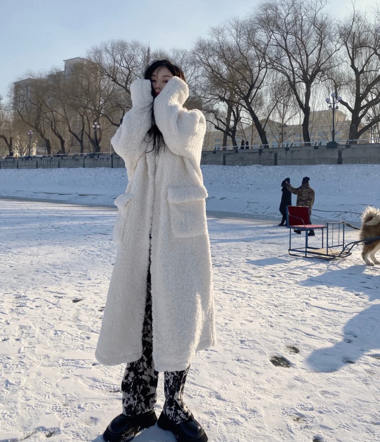 ウールホワイトコート ジャケット ベルベットウィンターレディース コットン 冬物 萌量不足84862144582