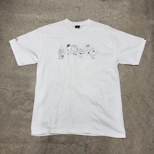 00s OLD STUSSY/CUSTOMADE/Robot Logo print Tee/USA製/XL/ロボットロゴプリント/Tシャツ/ホワイト/カスタメイド/ステューシー/オールドステューシー