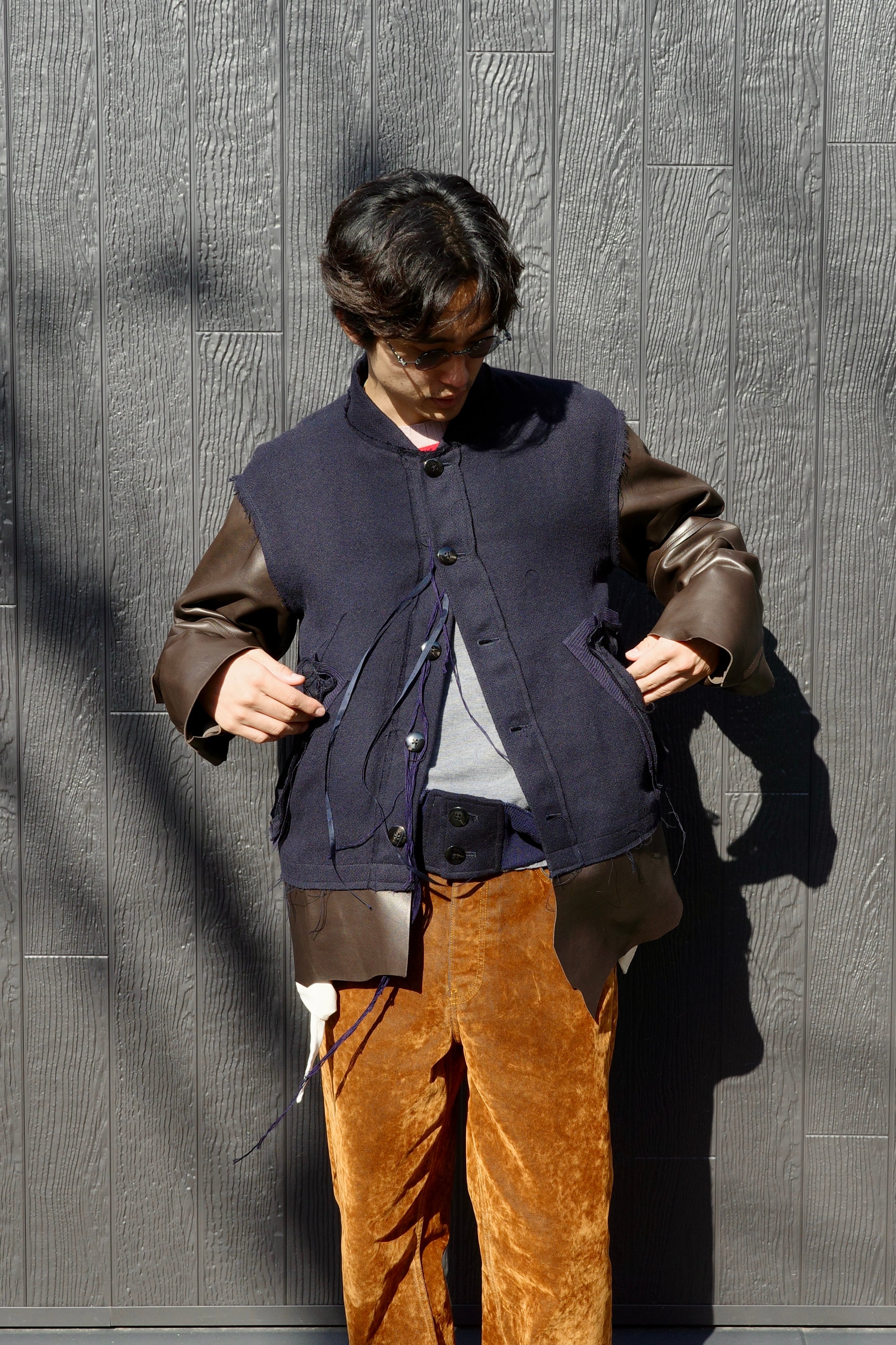 Midorikawa 【VARSITY JACKET -NAVY×BROWN-】 | lloomm