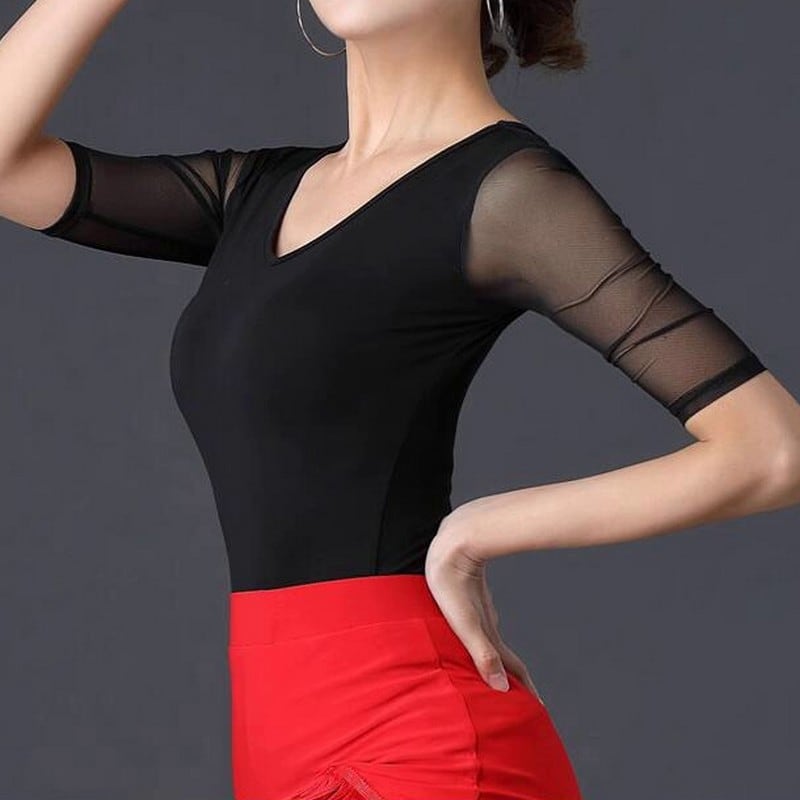 バックオープンメッシュー ラテンダンストップス ds0535