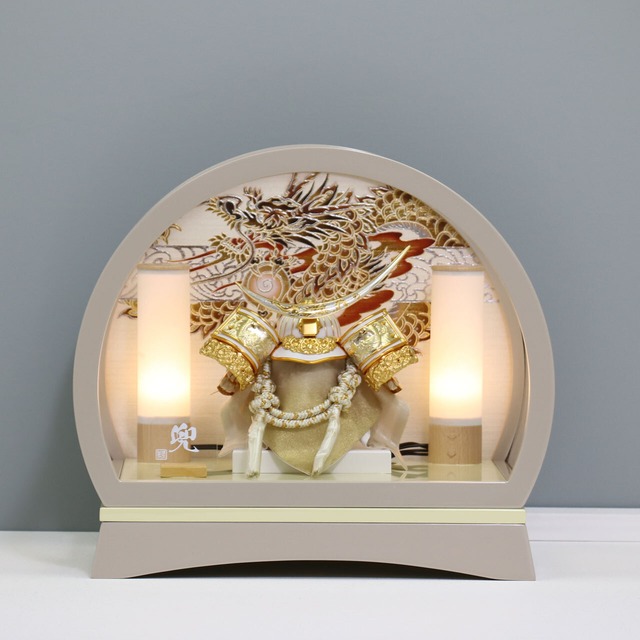 【伊達政宗 5号】 兜飾り ドーム型アクリルケース飾り 五月人形｜龍｜筒形照明｜和モダン｜コンパクト