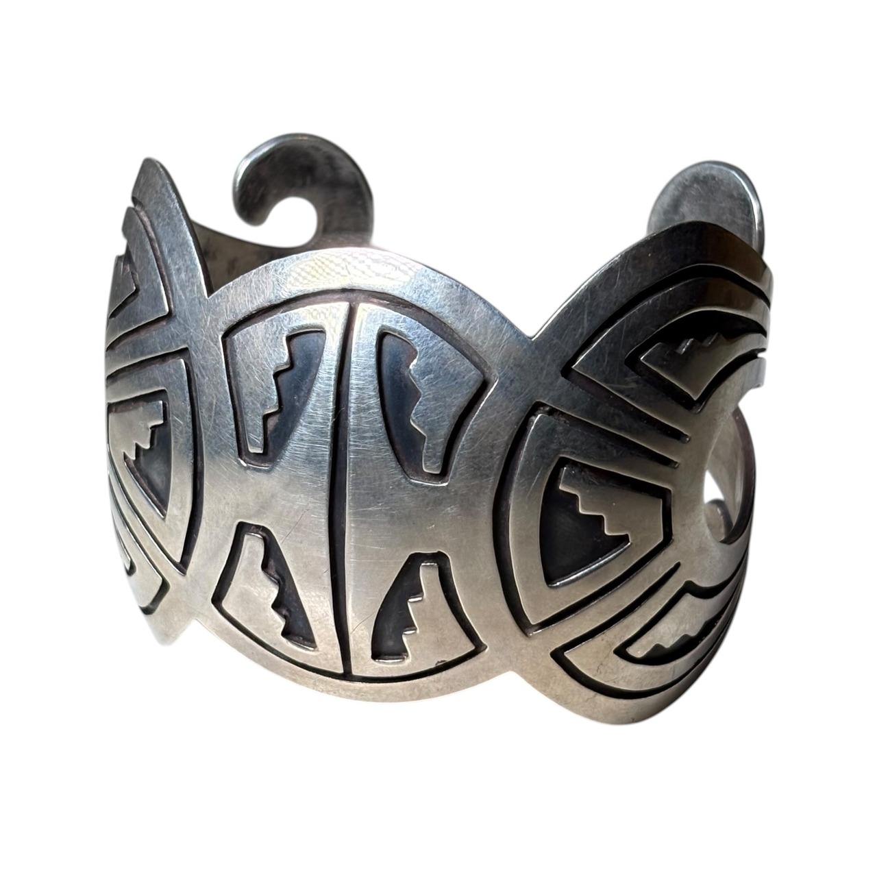 vintage Hopi Lewis Lomay silver overlay bangle