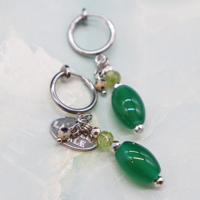 【Green Light Sunshine】ペリドット×グリーンアゲート イヤリング