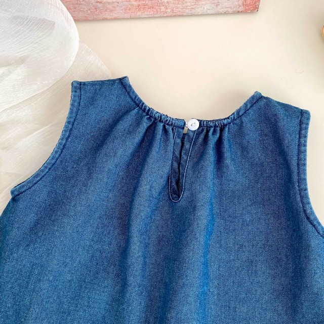 【セット】フラワー刺繍デニムノースリーブセットアップ - 14