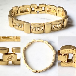 GIANNI VERSACE gold color metal plate link bracelet