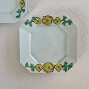 村田菜穂美作　隅切皿　【小】(14cm)  鉄絵花もよう［2104130001451］