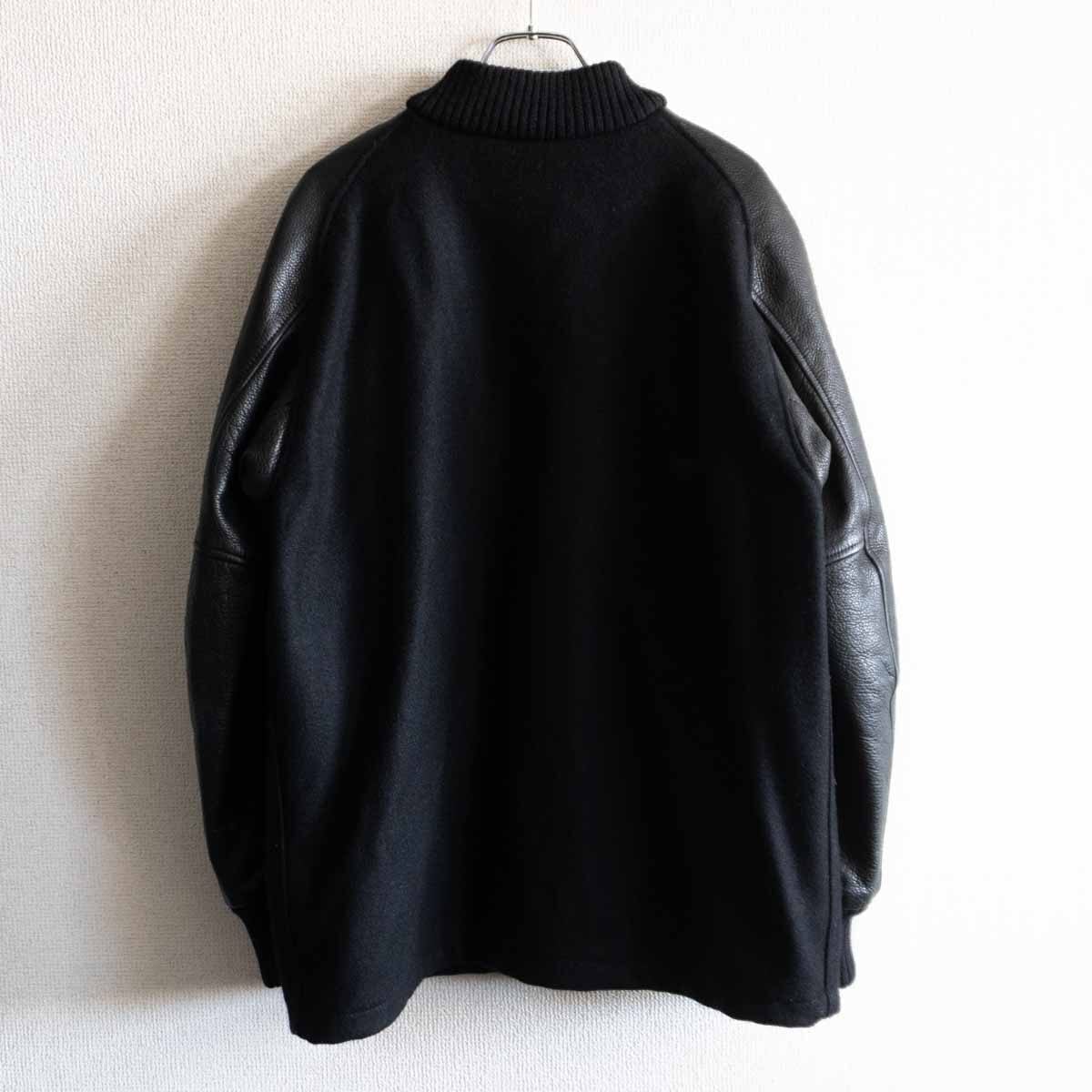 417 EDIFICE レザー×ウール メルトン スタジアム ジャンパー