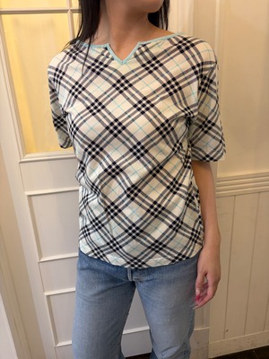BURBERRY/ Vintage check sky blue Tops (O)
