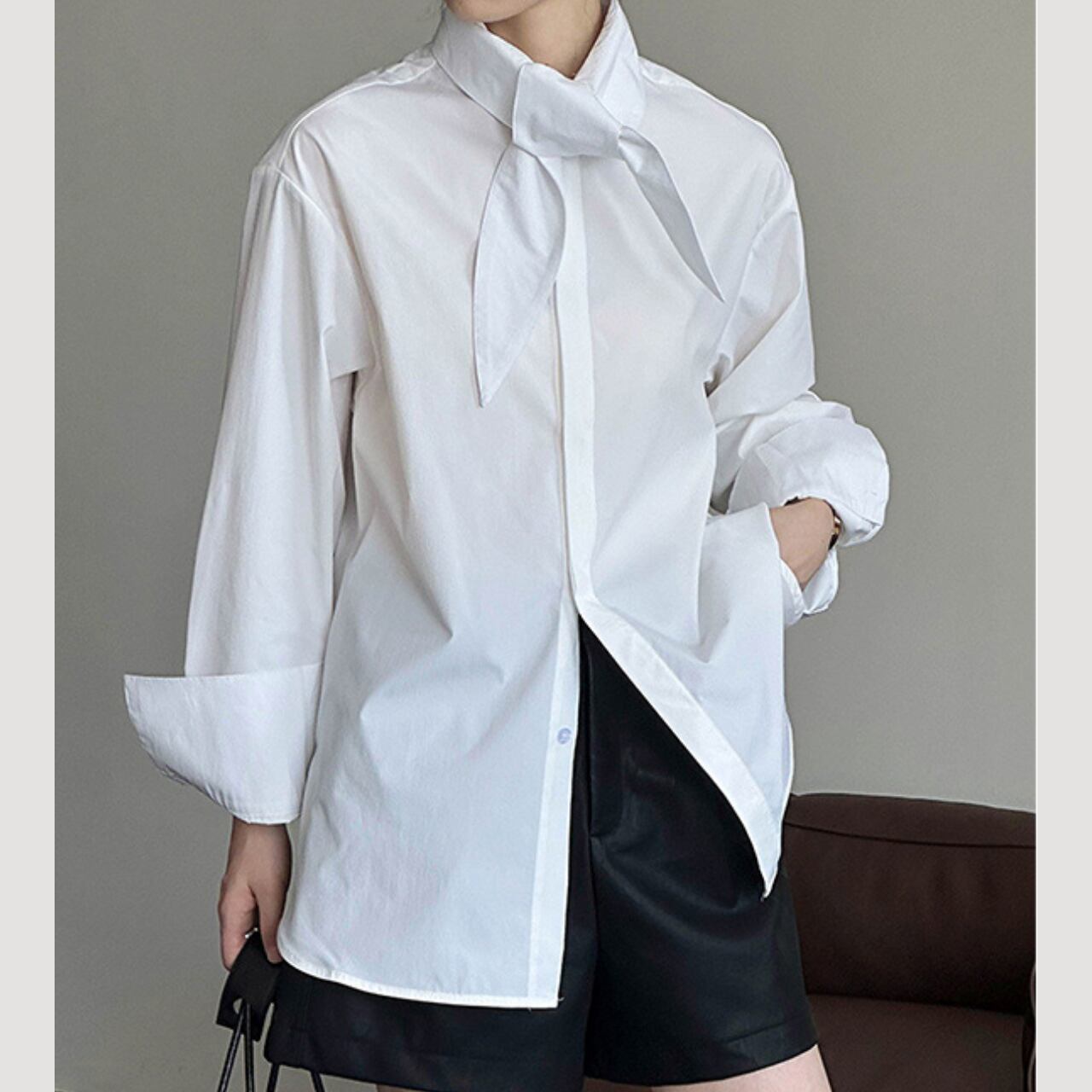 タイリボンルーズシャツ a0252