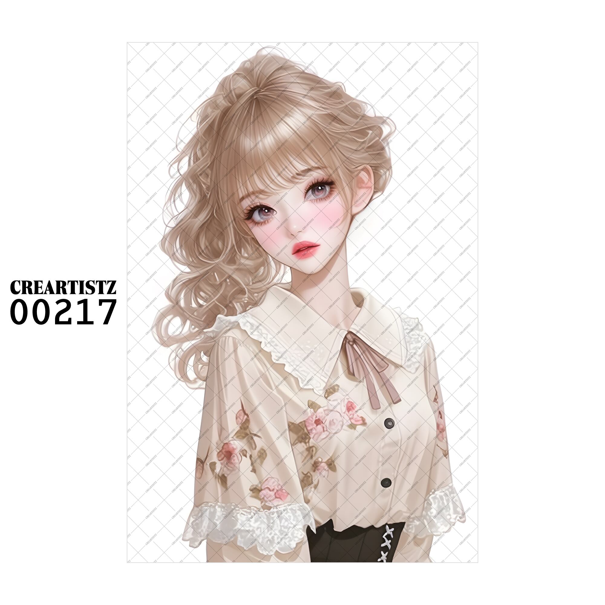 00217 ガール キュート オリジナル ペーパー/ステッカー 4枚セット CREARTISTZ
