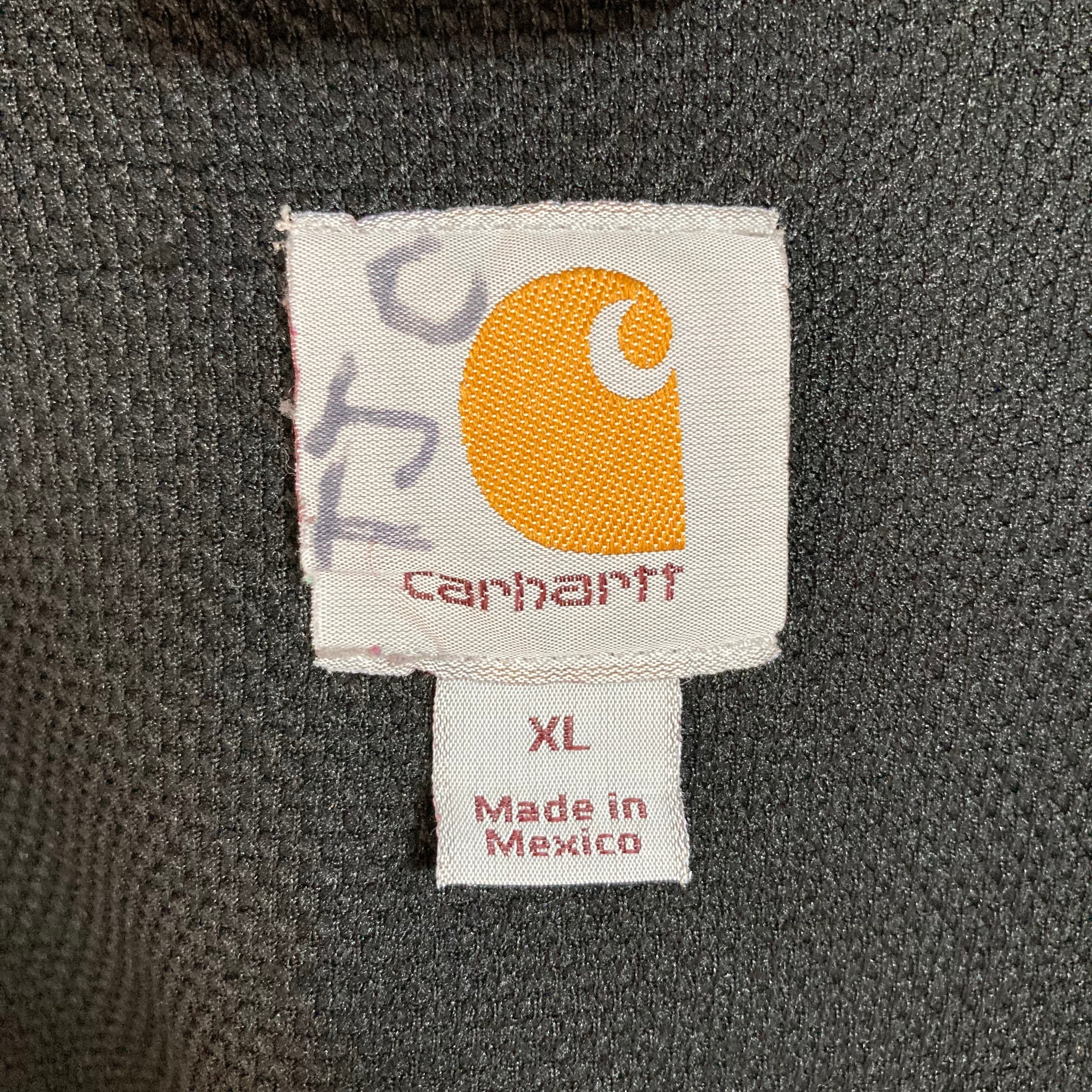 【carhartt】Zip Hoodie XL 2000s Y2K カーハート ジップパーカー フーディ 刺繍タグ メッシュ加工 肉厚 グレー  ビッグシルエット アメリカ USA 古着