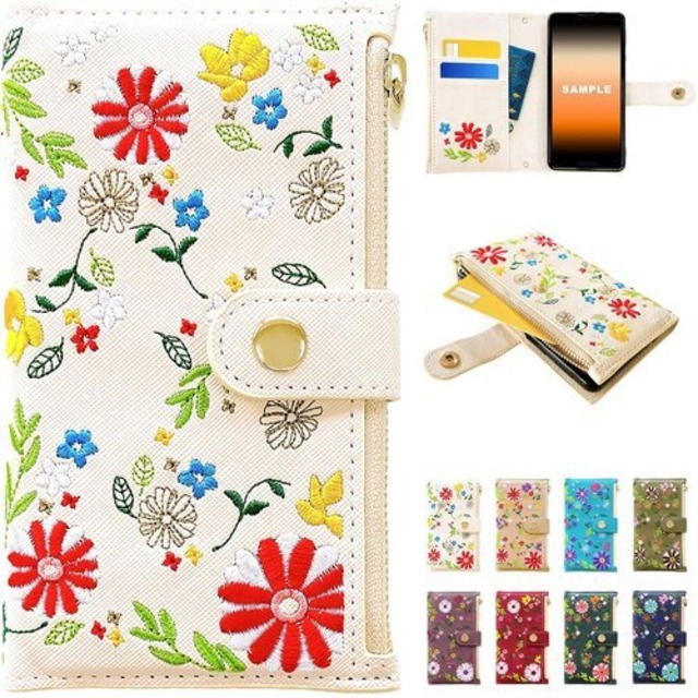 OPPO Reno11 A A401OP CPH2603 用 ケース 手帳型 カバー 手帳型ケース A401OPケース A401OPカバー A401OP手帳型 A401OP手帳 スマホケース スマホカバー おしゃれ花刺繍 アイボリー 2812