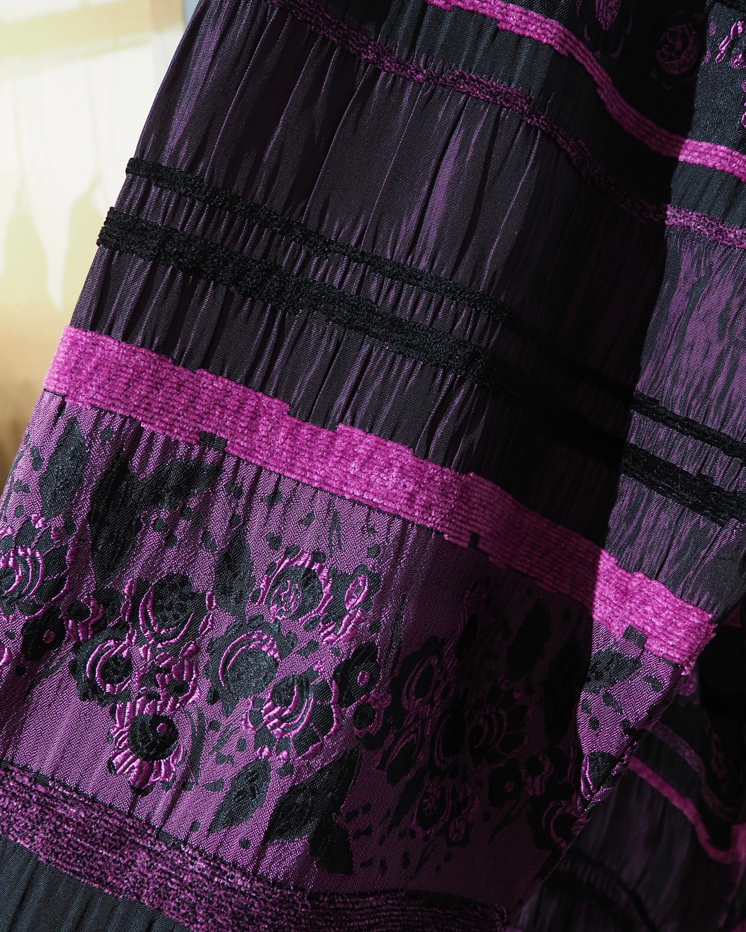 1990s Bewitching Dark purple velours × pleats Switching vintage loose jacket