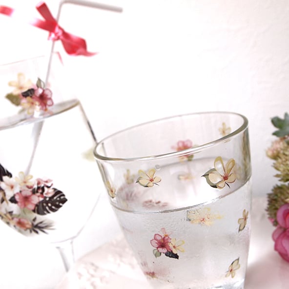 ガラス用】 水彩 トロピカルフラワー TropicalFlowers Aサイズ