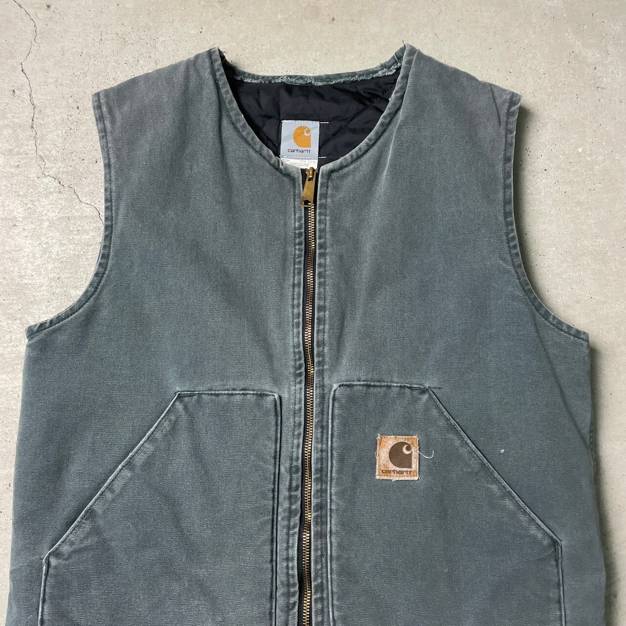 80年代 USA製 Carhartt カーハート ダック地 ベスト キルティング 