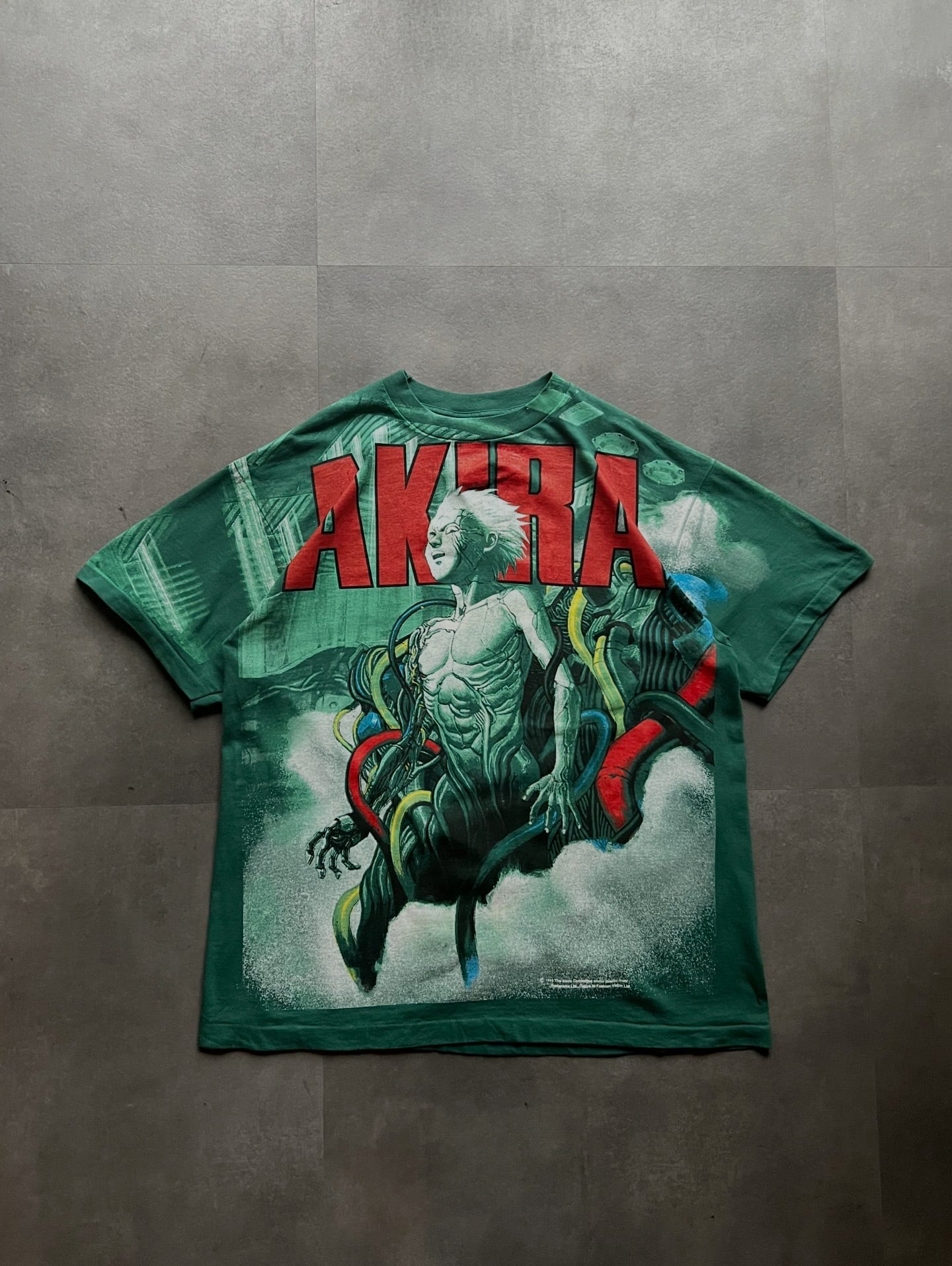 AKIRA アキラ テツオ 全面プリント Tシャツ XL グリーン Screen Stars