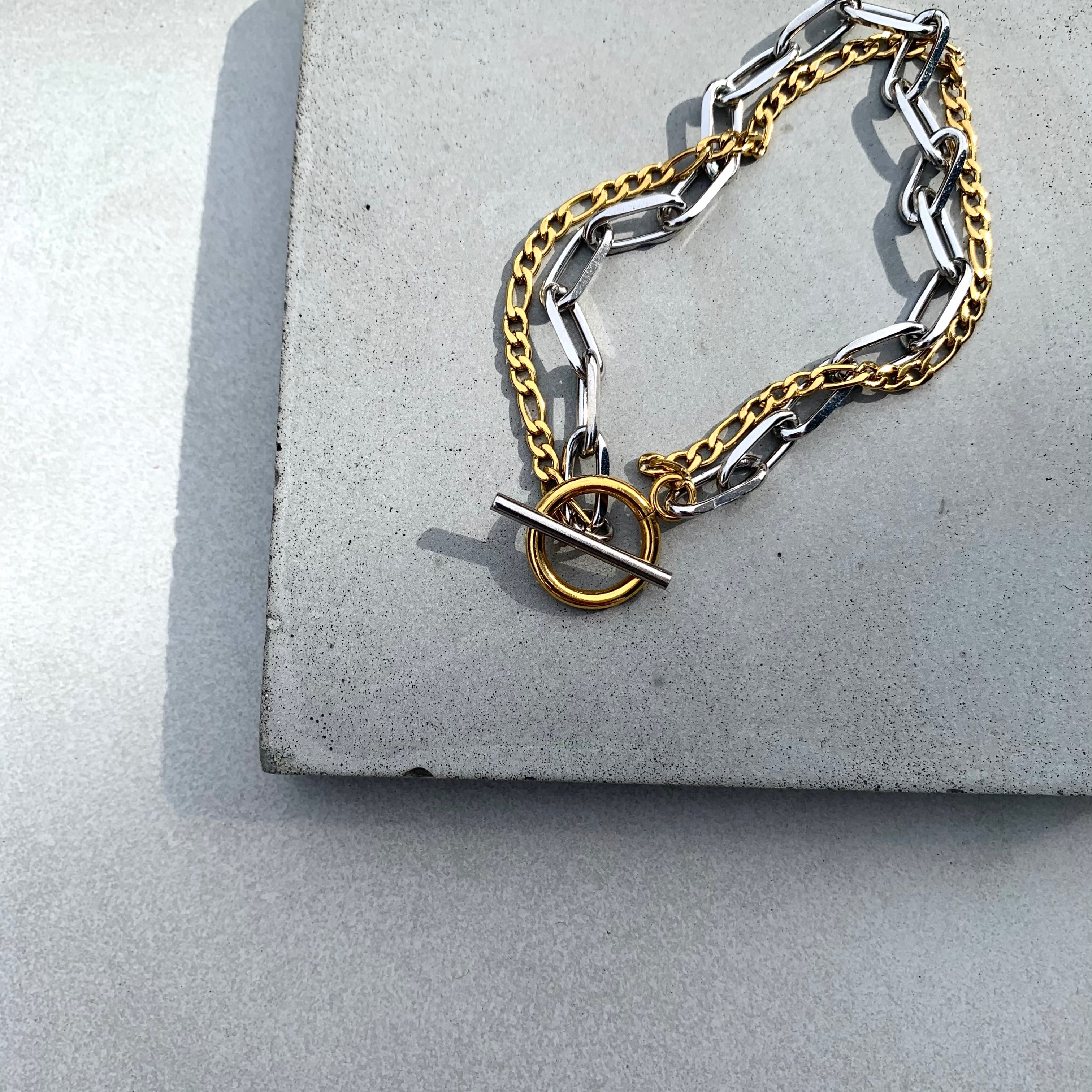 stainless＞ double bracelet / Cut chain | glanta