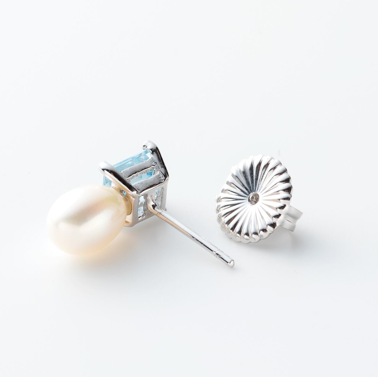 ブルートパーズ freshwater pearl ピアス | ＜天然石ジュエリー