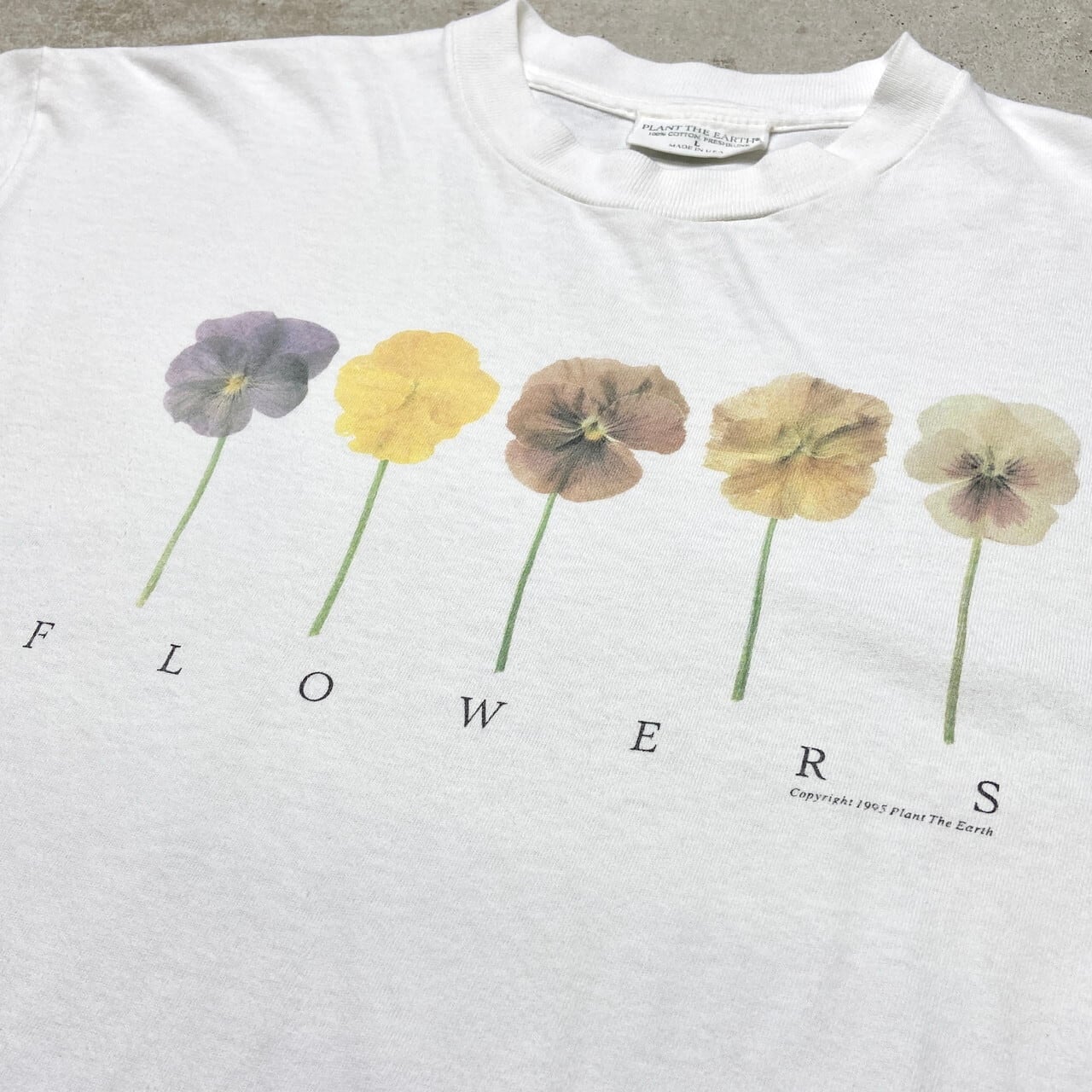 90年代 USA製 FLOWERS フラワー アート プリントTシャツ メンズL 古着 