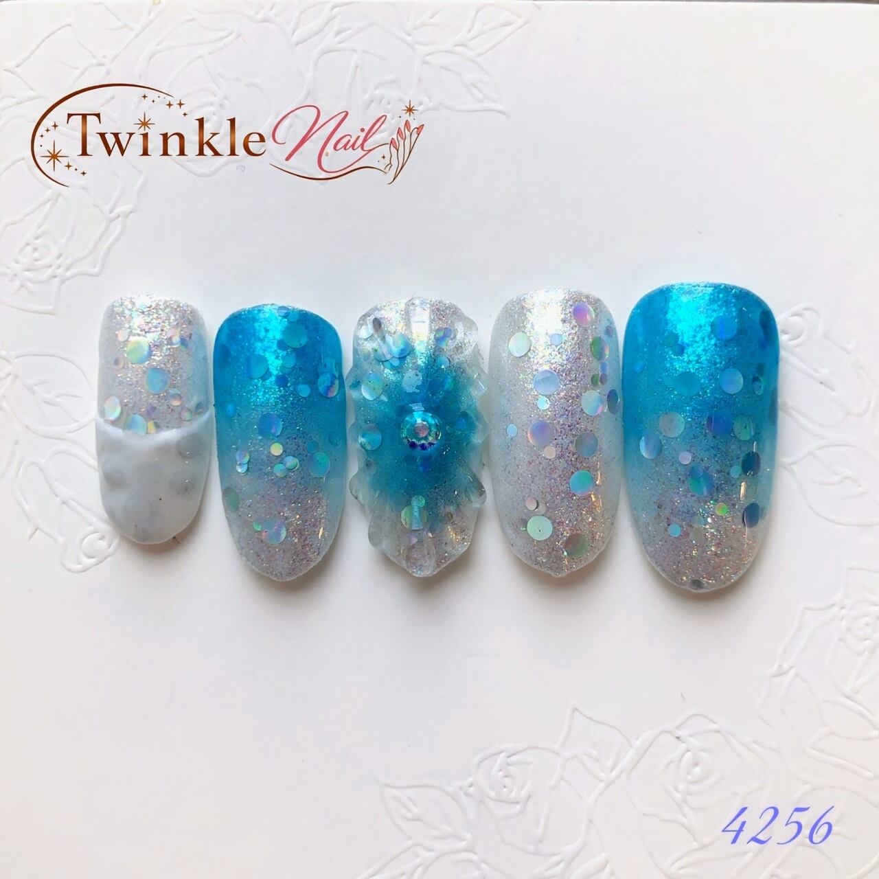 ネイルチップ【4256】クリアブルーネイル | Twinkle Nail