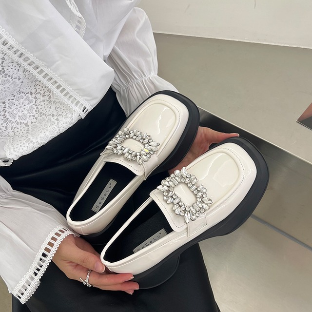 Rhine stone heel loafer