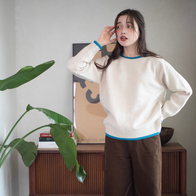 raglan sleeveless layered base round neck sweater