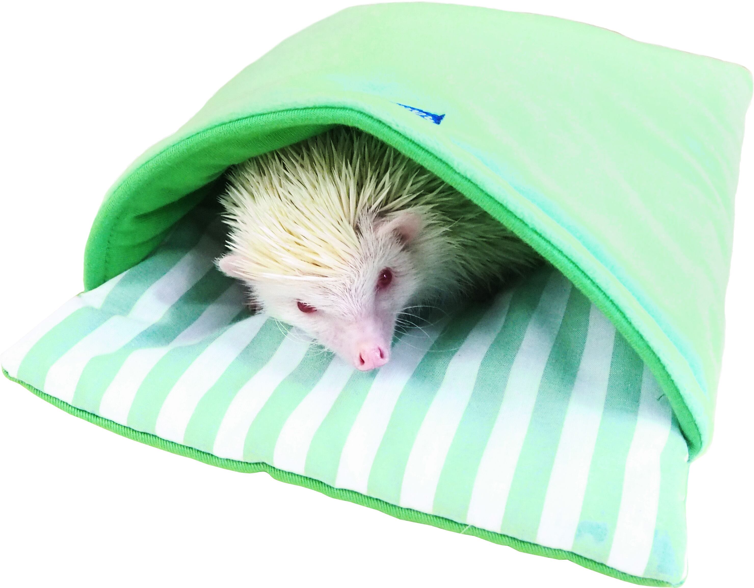 【小動物用品】もぐって寝ぶくろ ベージュ/グリーン