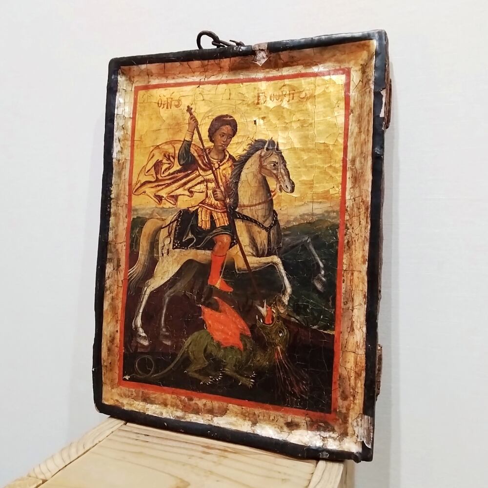 Sold Out】聖ゲオルギウスの竜退治 ギリシャイコン | アトリエウチノ