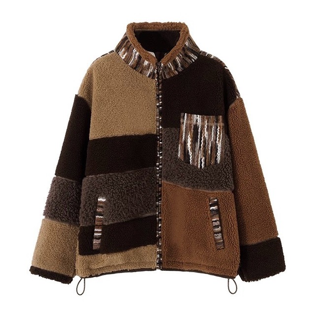 [CONP] Stitched Striped Lamb Wool Jacket