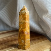 イエローレースアゲートタワー*0508*天然石ポイント*天然石インテリア*置き物