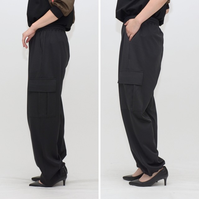 【大人綺麗目】ハイテンションカーゴパンツ ‐ LEQ-2675 ブラック ‐