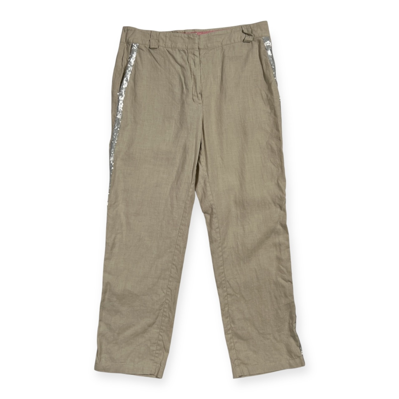 ZYGA Lin’n Laundry リネン100% ズィガ ラン ランドリー スパンコールライン リネン パンツ 38/S/ベージュ系/リトアニアリネン