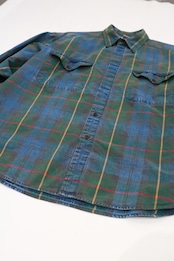 claiborne denim-ish check shirt
