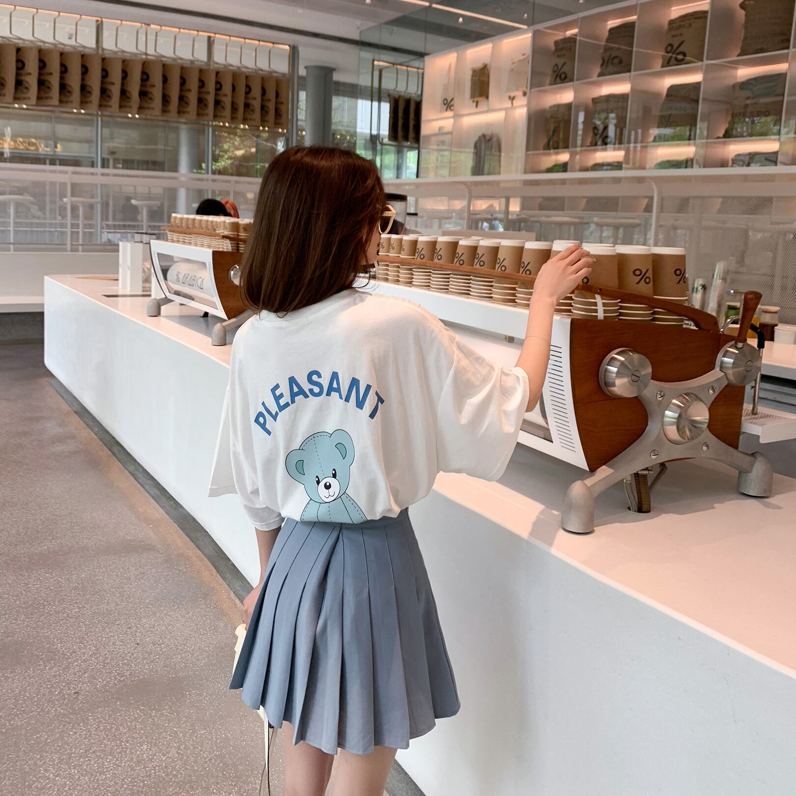 カジュアルTシャツ レディースサマープリント柄ホワイトレッドトップス 夏物 6Du_Shop_Women50082907059