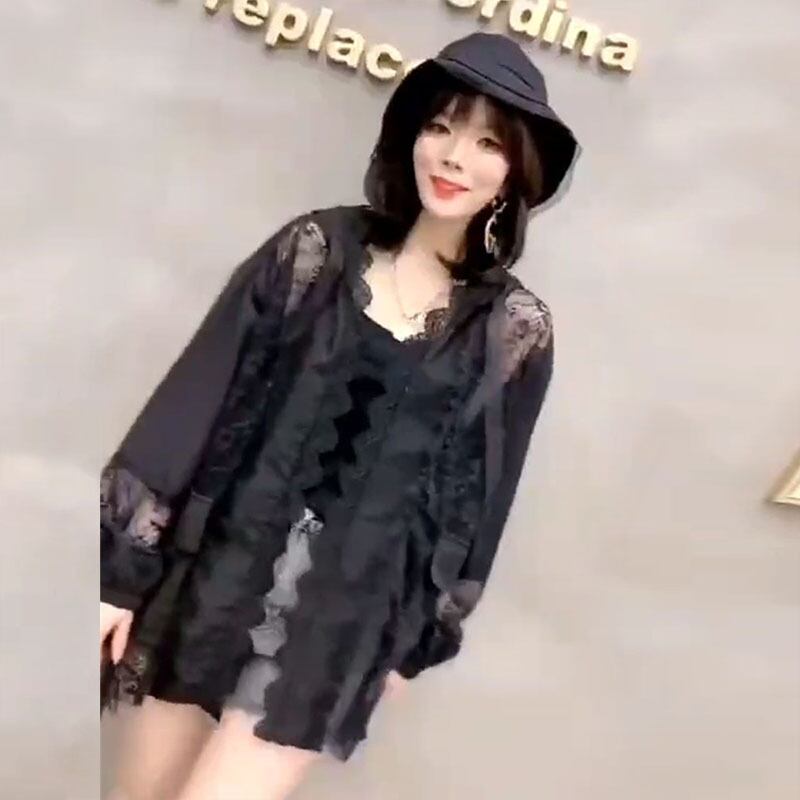 サマールーズレースパターンポケットジャケット 大きめサイズ 夏物 ステッチ ミックスインファッション71869314121