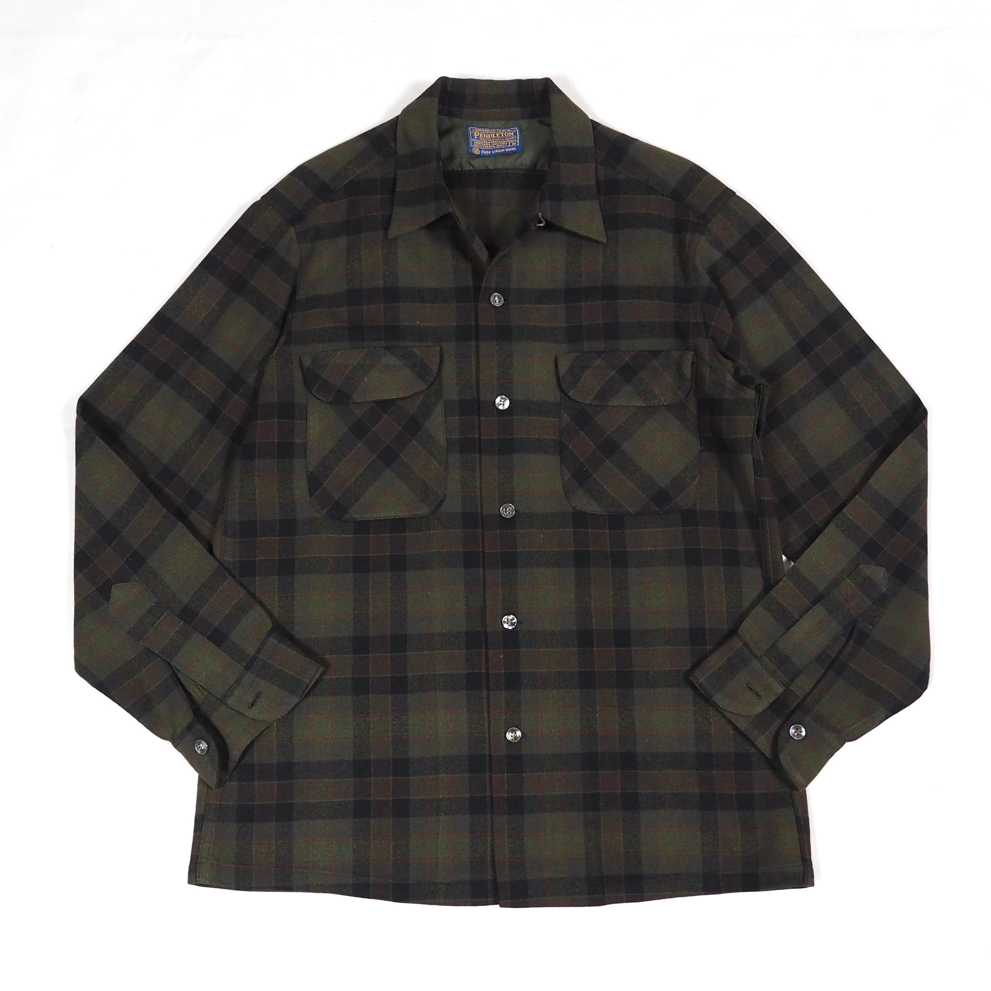 NOS】60's PENDLETON Board shirt M Olive ペンドルトン ボードシャツ