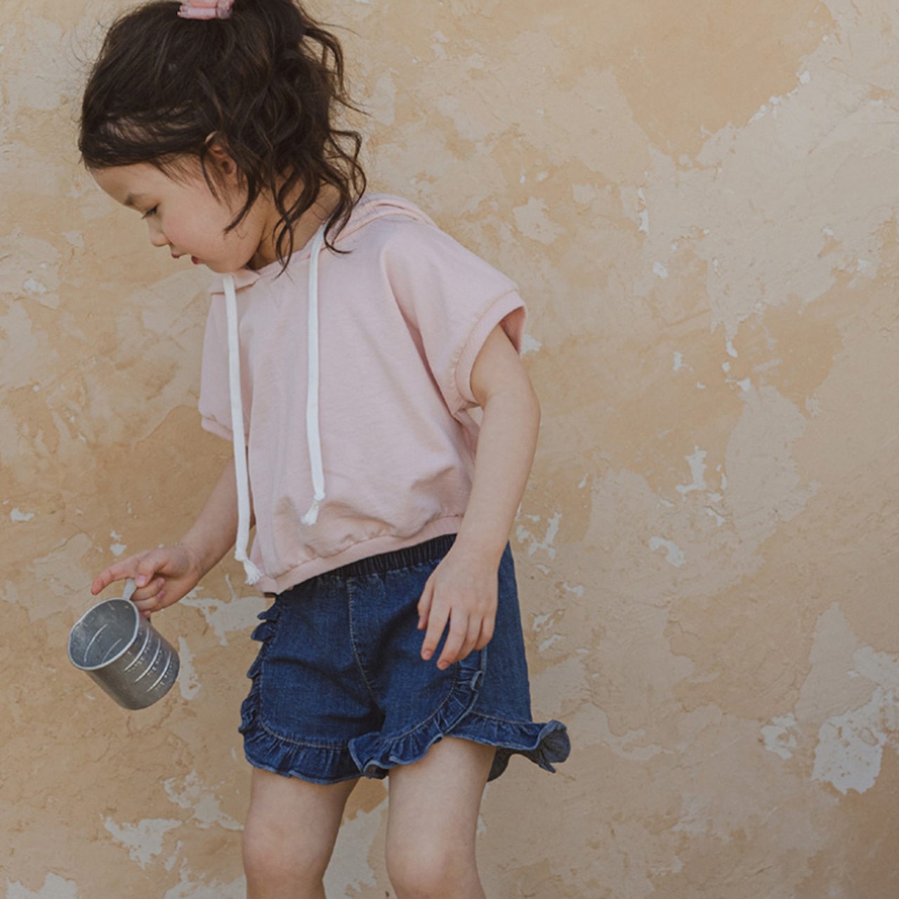 夏フリルデニムショートパンツ