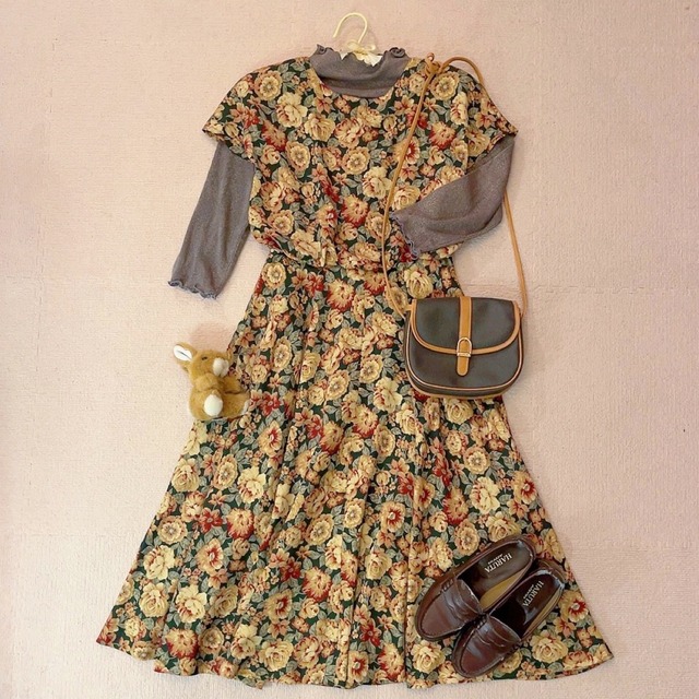 dark flower back button one-piece