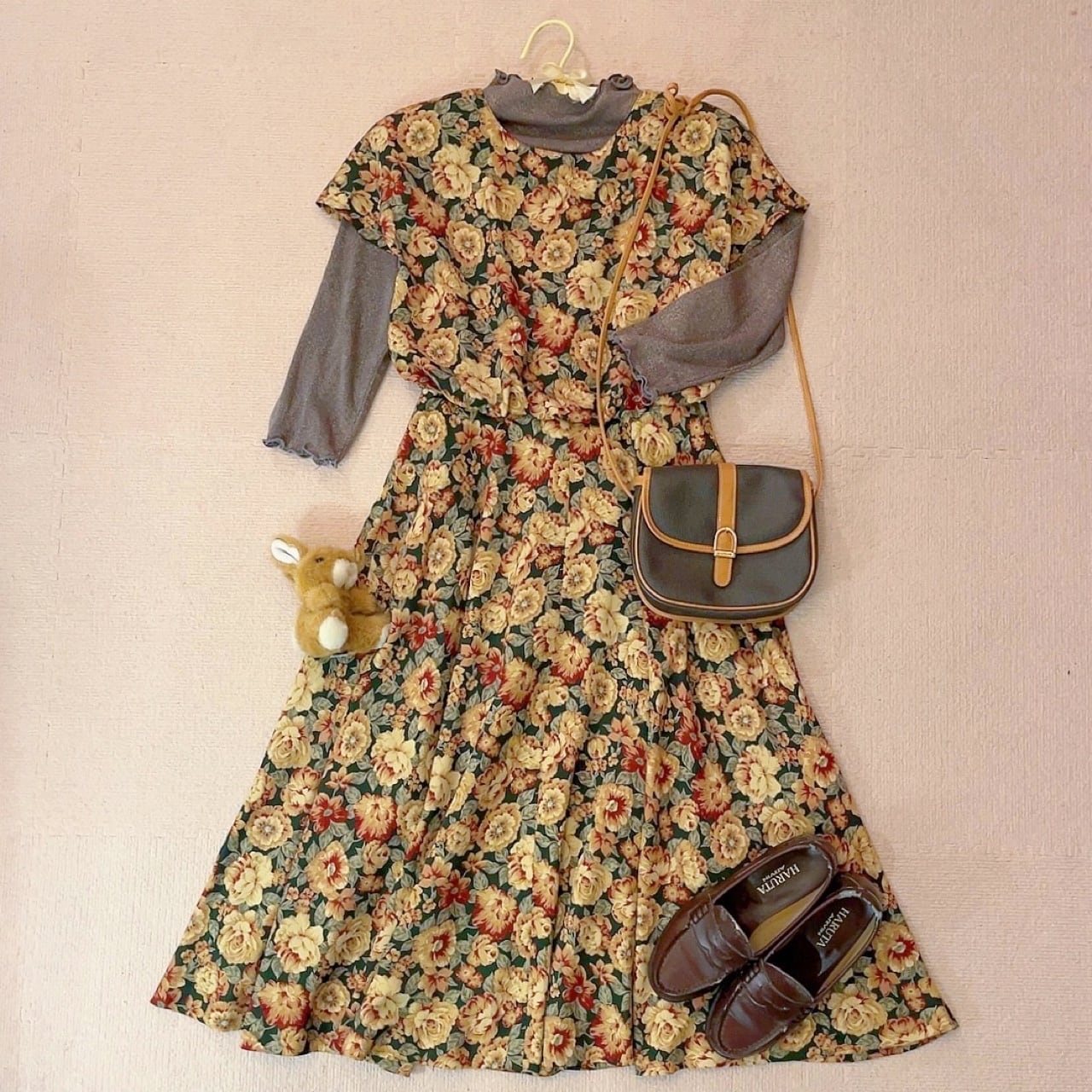 dark flower back button one-piece