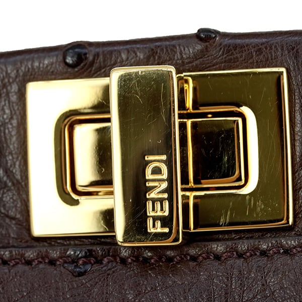 Used FENDI フェンディ ピーカブー ミニ オーストリッチ ダーク