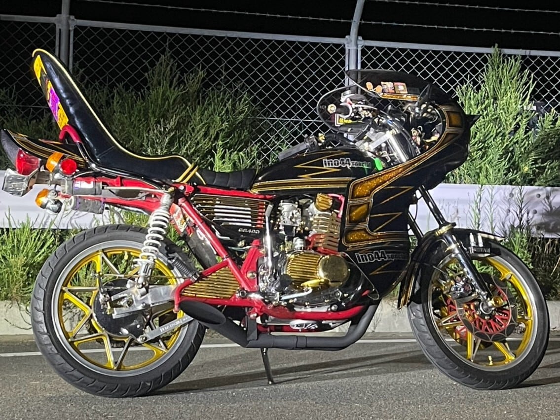 GS400/ゴキ/ザリ用 イノカン4 ハス切り ブラック サイレンサーセット