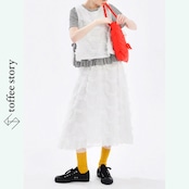 フラワーアップリケ ギンガムチェックフリルカットソー i0370