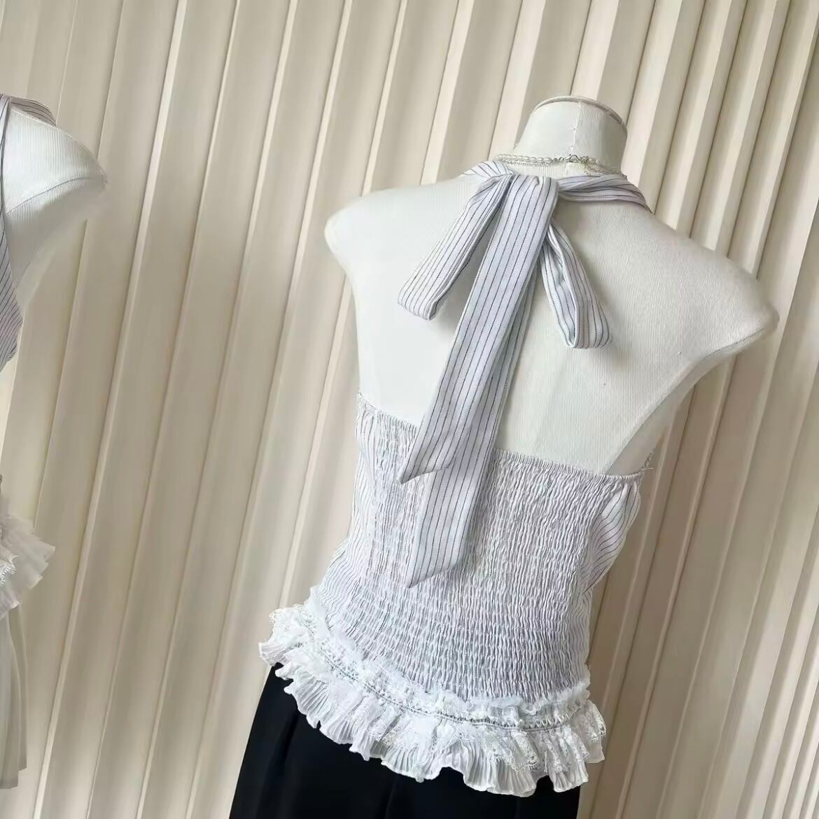 halter neck ribbon tops