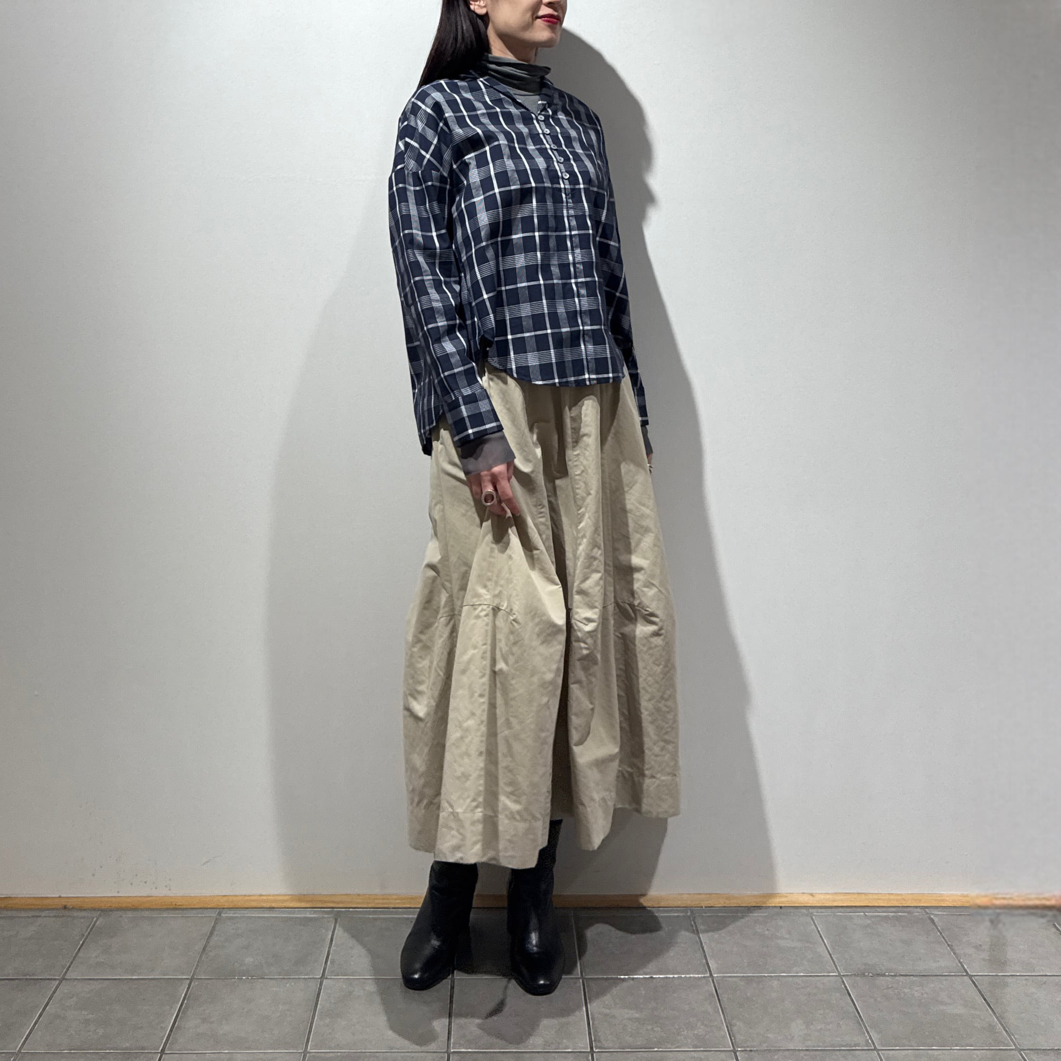 限定店舗】ボイルチェックちび衿ブラウス | トワミーオンラインショップ