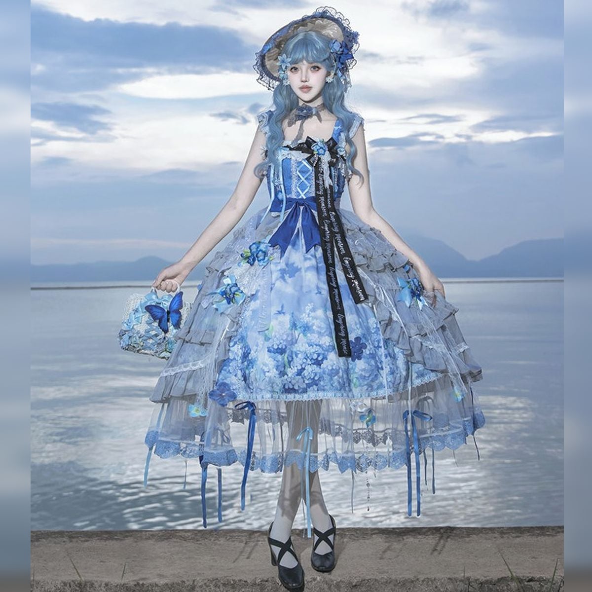 蒼花の水庭・コルセットチュールロングドレスセット | Maiden's Rêve