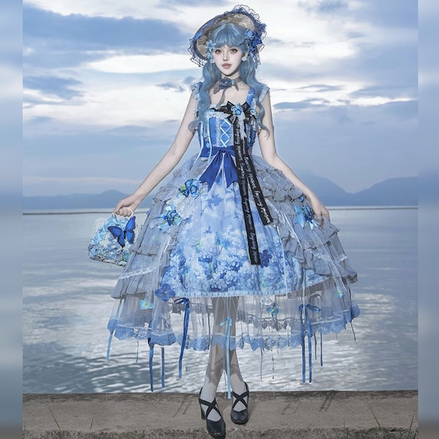 蒼花の水庭・コルセットチュールロングドレスセット