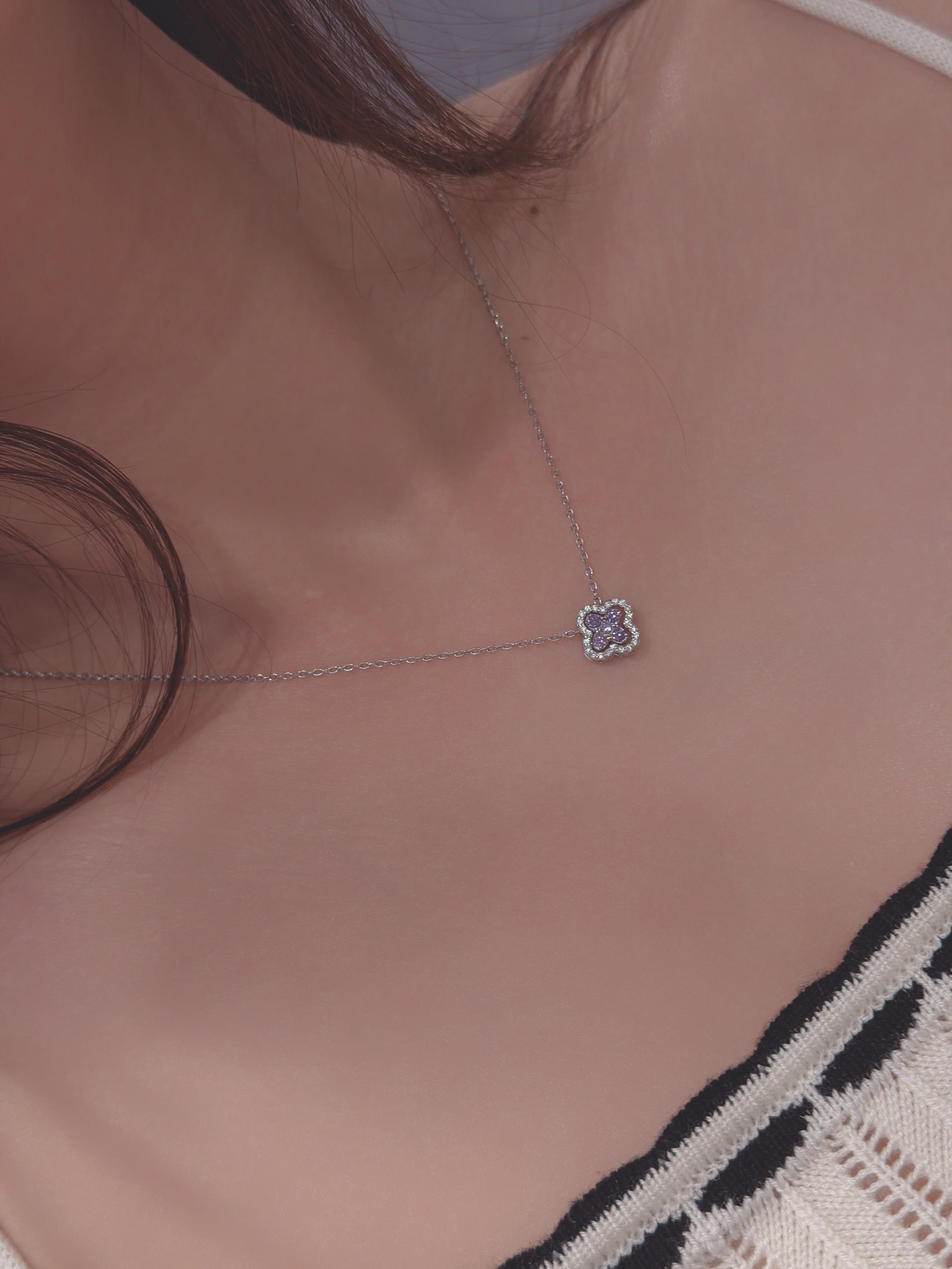 mini clover flower necklaceパープル | SASSY ANGEL