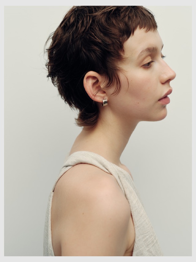 Hoop pierce -Champagne Silver-