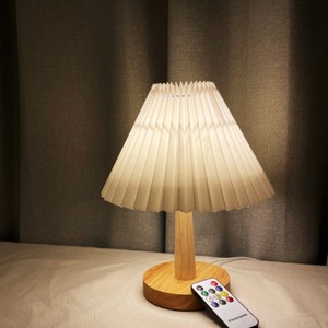 【USB/リモコン付き】pleats wood stand table lamp / プリーツ ウッド スタンド テーブル ランプ ムード ライト 照明 韓国 北欧 インテリア 雑貨