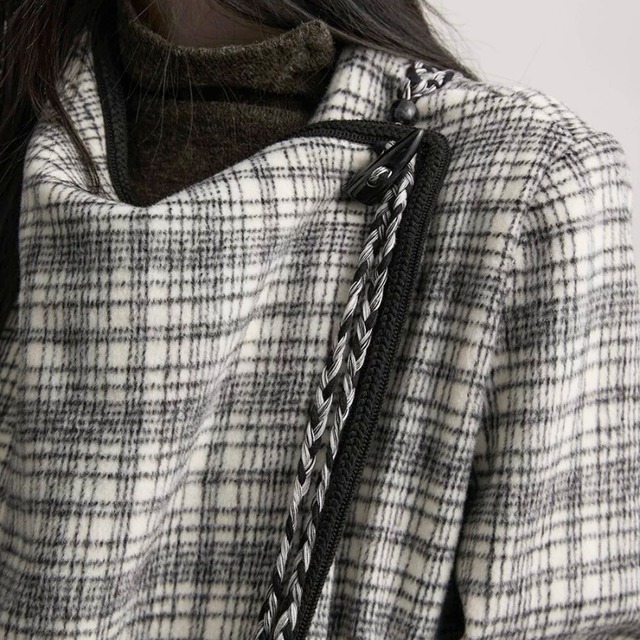 Soft plaid drape toggle jacket C1374